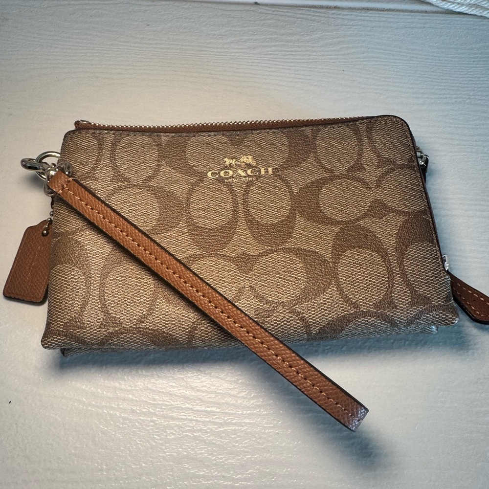 Coach Brown Signature Clutch Wristlet